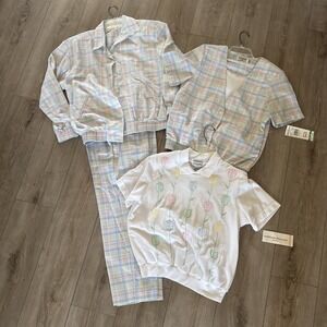 NWT Vintage Alfred Dunner Womens Size‎ 10 Pastel Easter Plaid Cotton Blend Set